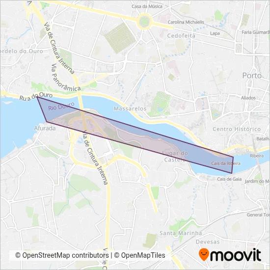 UNIR Mobilidade da Area Metropolitana do Porto (Ferry) coverage area map