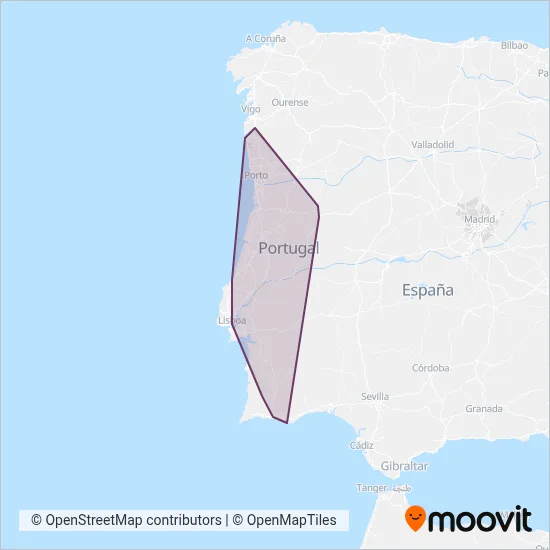 CP - Comboios de Portugal coverage area map