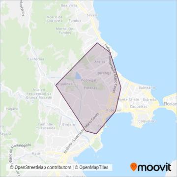 Mapa da área de cobertura da Estrela