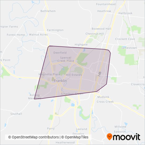 Franklin Transit coverage area map