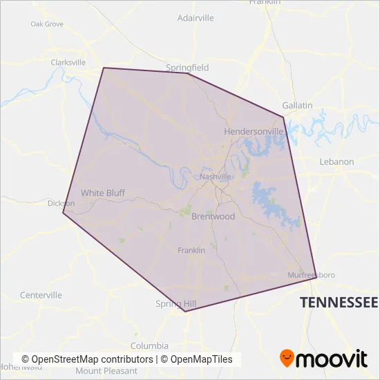 WeGo Transit coverage area map