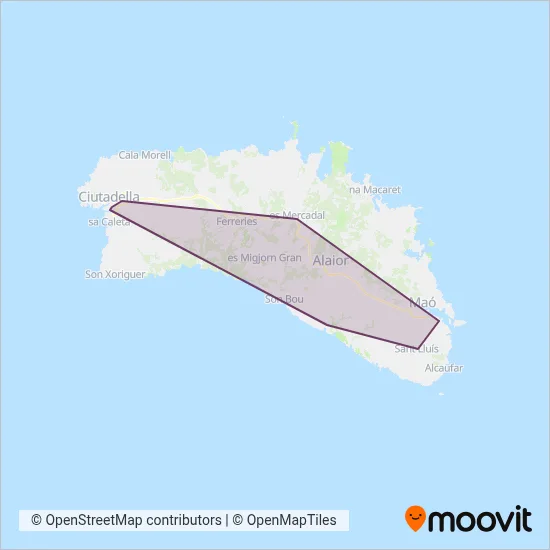 Mapa del área de cobertura de TMSA, Transporte Regular, SL