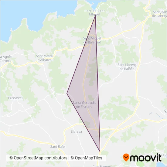 Mapa del área de cobertura de Autocares Lucas Costa