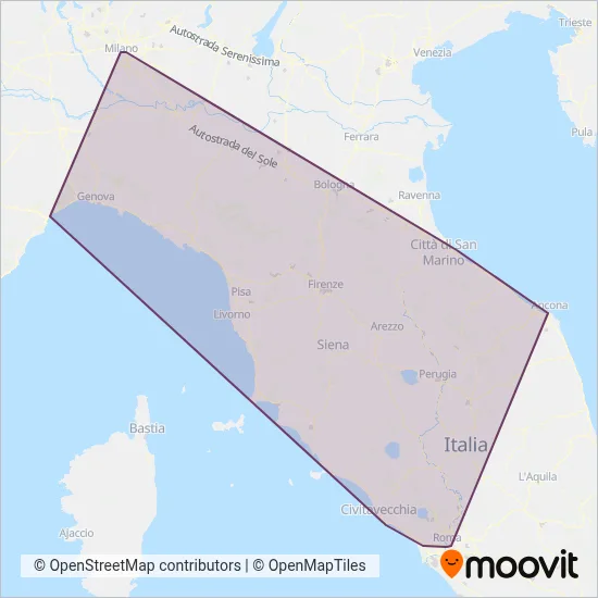 Trenitalia coverage area map