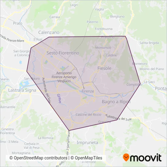 Florence Urban - Tuscan Bus Lines coverage area map