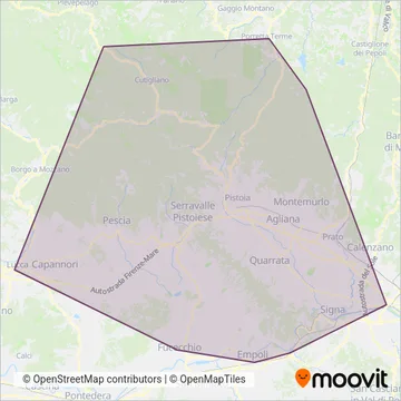 Autolinee Toscane coverage area map