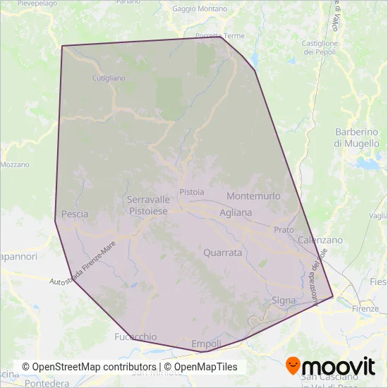 Area coperta dal servizio di Autolinee Toscane