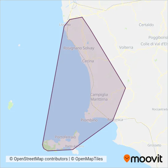 Area coperta dal servizio di Autolinee Toscane