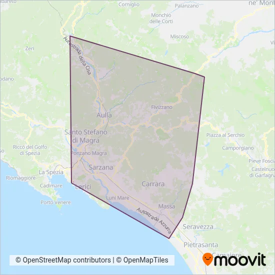 Massa, Carrara and Province - Tuscan Bus Lines coverage area map