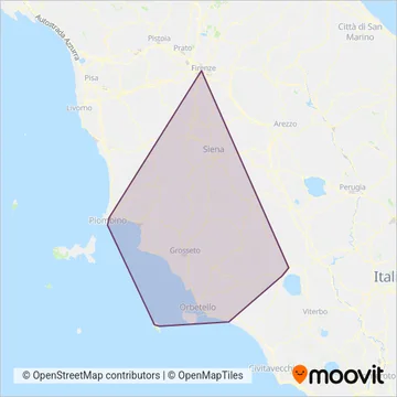 Autolinee Toscane coverage area map