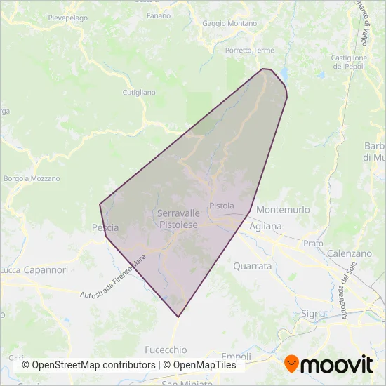 Area coperta dal servizio di Pistoia e Provincia - Autolinee Toscane