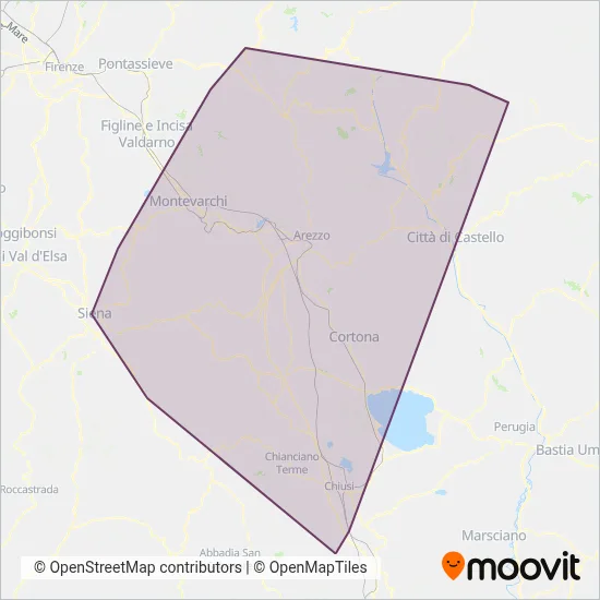 Area coperta dal servizio di Autolinee Toscane