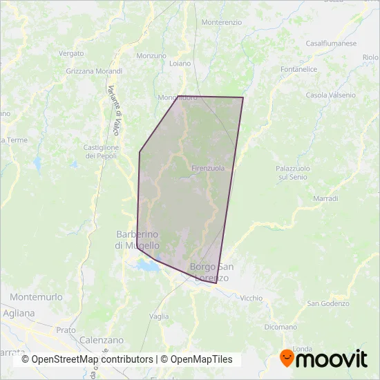 Area coperta dal servizio di Autolinee Toscane