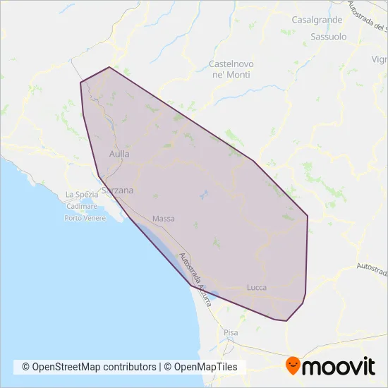 Area coperta dal servizio di Lucca e provincia - Autolinee Toscane