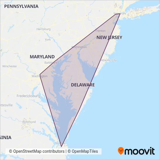 Mapa del área de cobertura de Greyhound-us