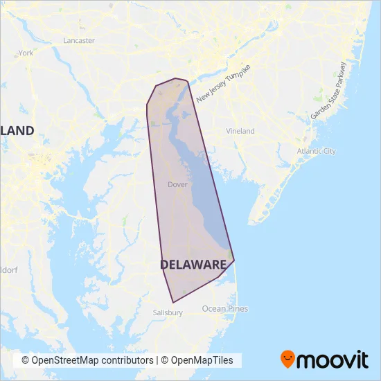 Mapa del área de cobertura de DART