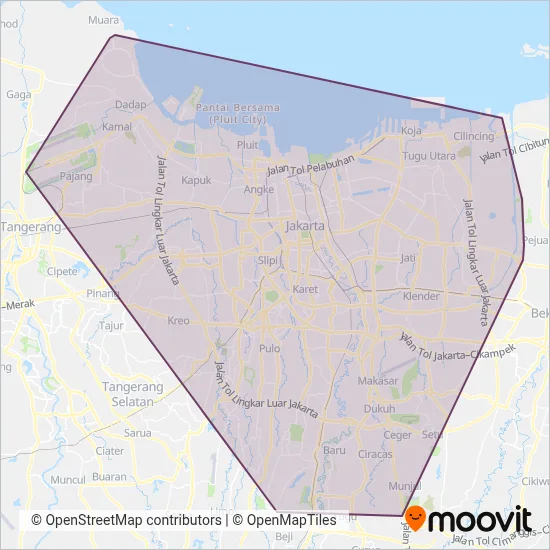 Transjakarta coverage area map