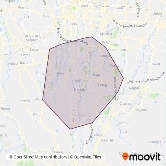 Angkutan Kota Depok coverage area map