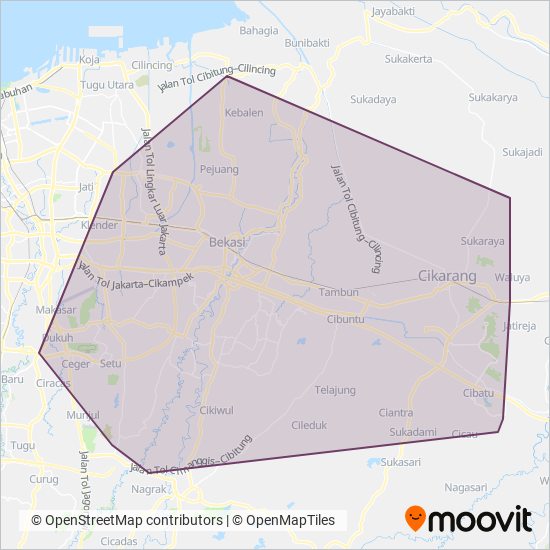 KOASI (Koperasi Angkutan Bekasi) coverage area map