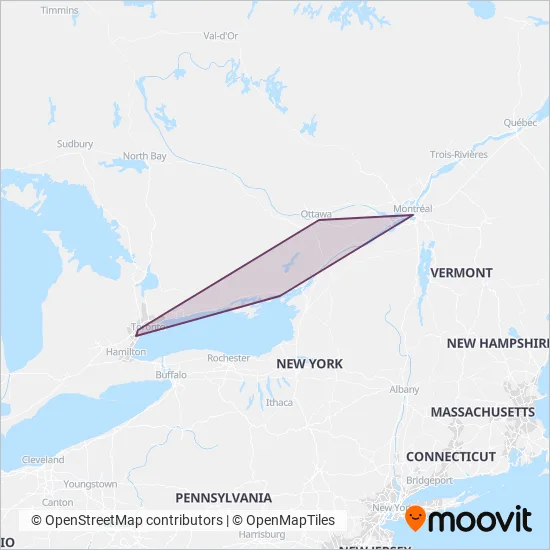 Megabus Canada coverage area map
