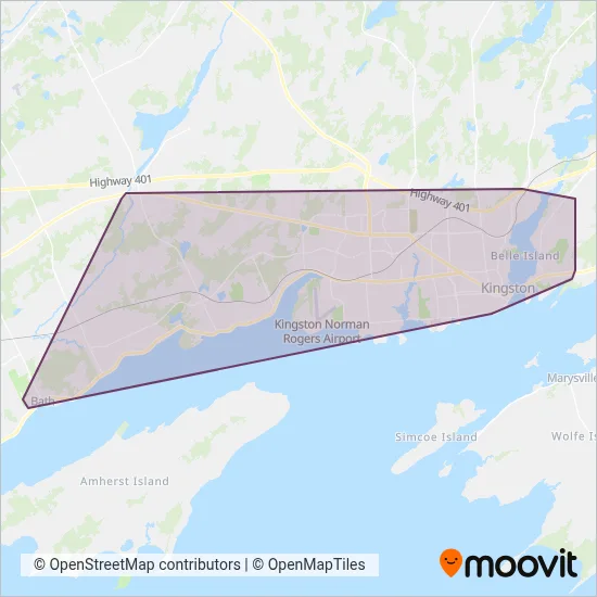 Kingston Transit coverage area map