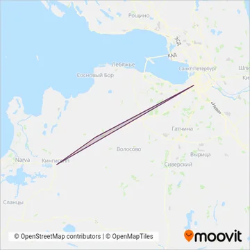 * АО «Кингисеппский автобусный парк» coverage area map