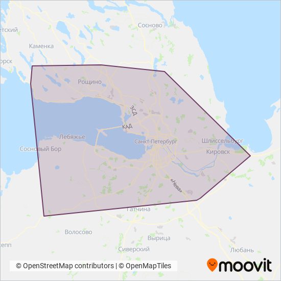 СПб ГКУ "Организатор перевозок" coverage area map