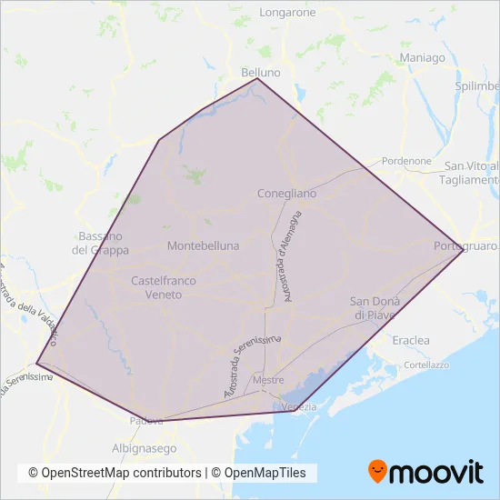 Area coperta dal servizio di Trenitalia