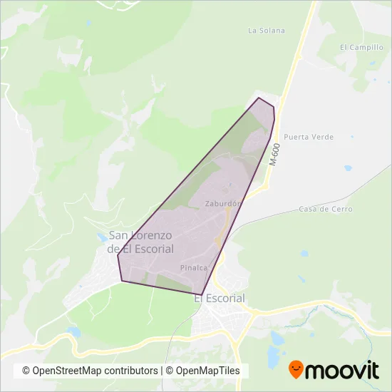 Cobertura del mapa de Urbanos de San Lorenzo de El Escorial