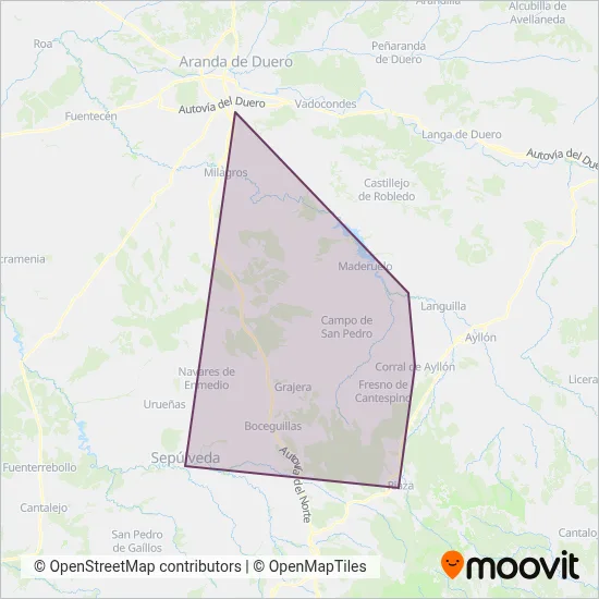 Autocares Víctor Bayo coverage area map