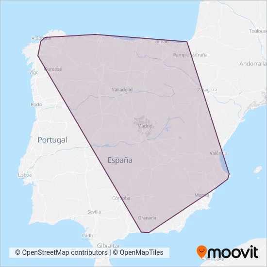 Mapa del área de cobertura de ALSA