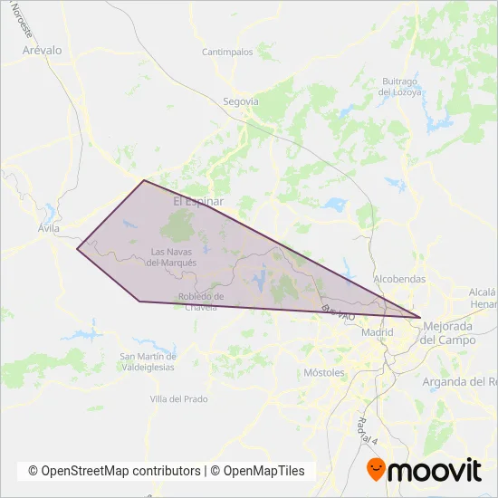 Jiménez Dorado Autocares coverage area map