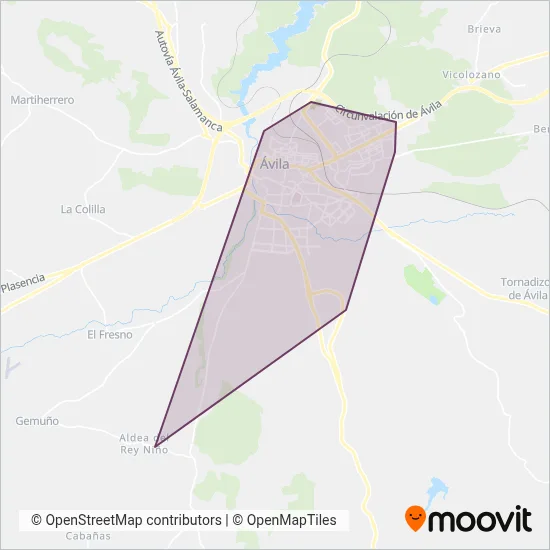 AvilaBus coverage area map