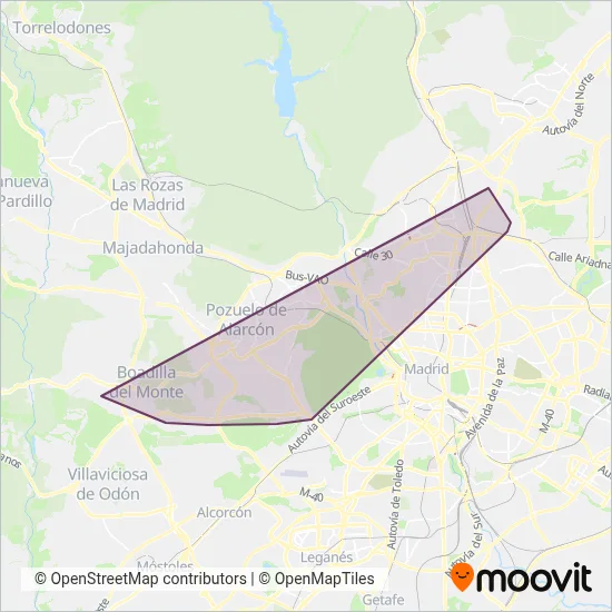 Mapa del área de cobertura de Metro Ligero