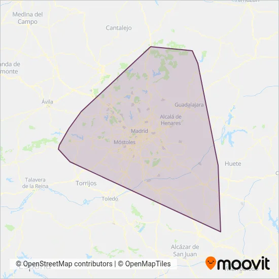Mapa del área de cobertura de Interurbanos