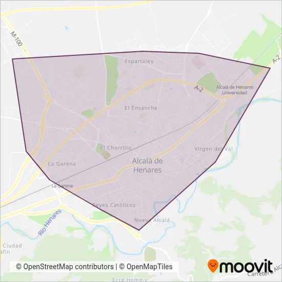 Cobertura del mapa de Urbanos de Alcalá de Henares