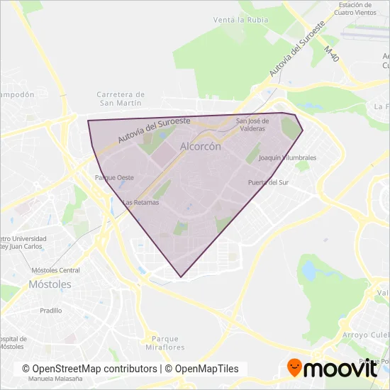 Cobertura del mapa de Urbanos de Alcorcón