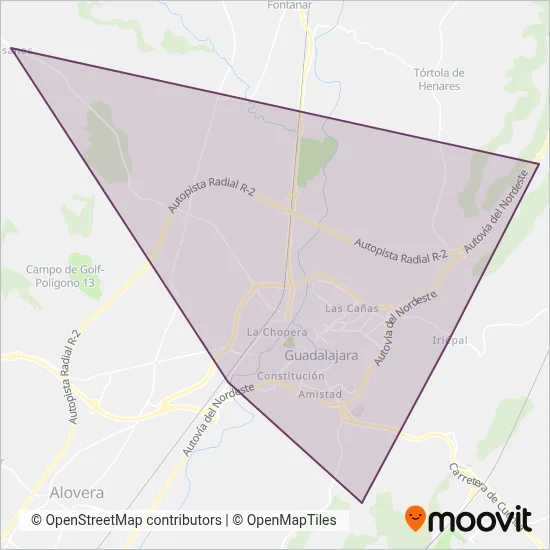 Transportes Urbanos de Guadalajara coverage area map