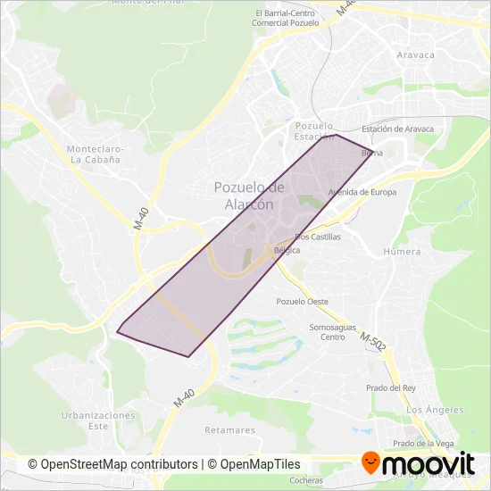 Urbanos de Pozuelo de Alarcón coverage area map