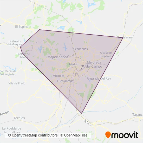 Mapa del área de cobertura de Renfe Cercanías