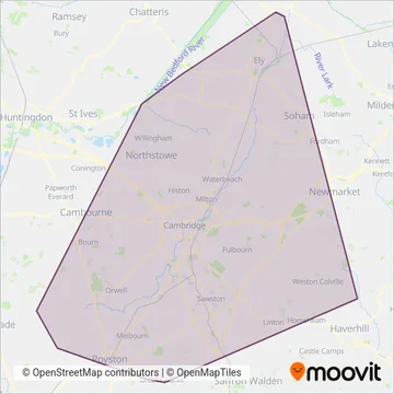 A2B Bus and Coach coverage area map