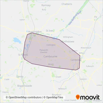 Whippet Coaches coverage area map
