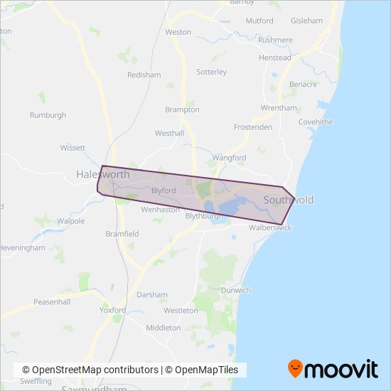 Halesworth Area Community Transport coverage area map