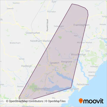 Ipswich Buses coverage area map