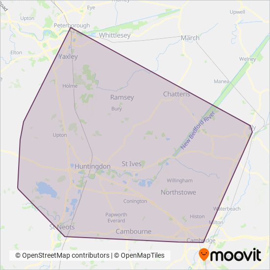 Dews Coaches coverage area map