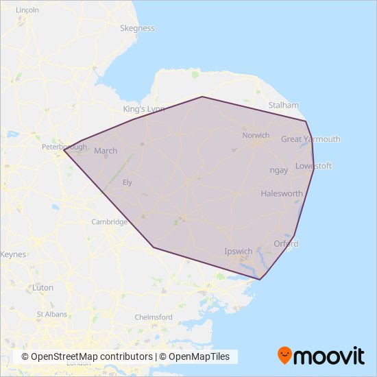 First Norfolk & Suffolk coverage area map