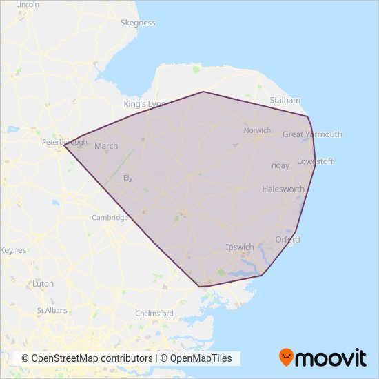 First Norfolk & Suffolk coverage area map