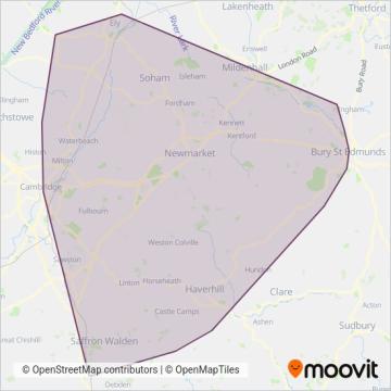 Stephensons of Essex coverage area map