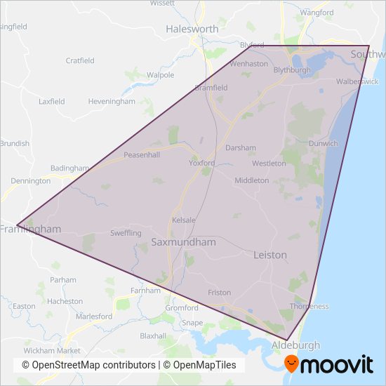 Belle Coaches coverage area map