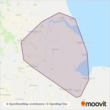 Stagecoach East Midlands coverage area map
